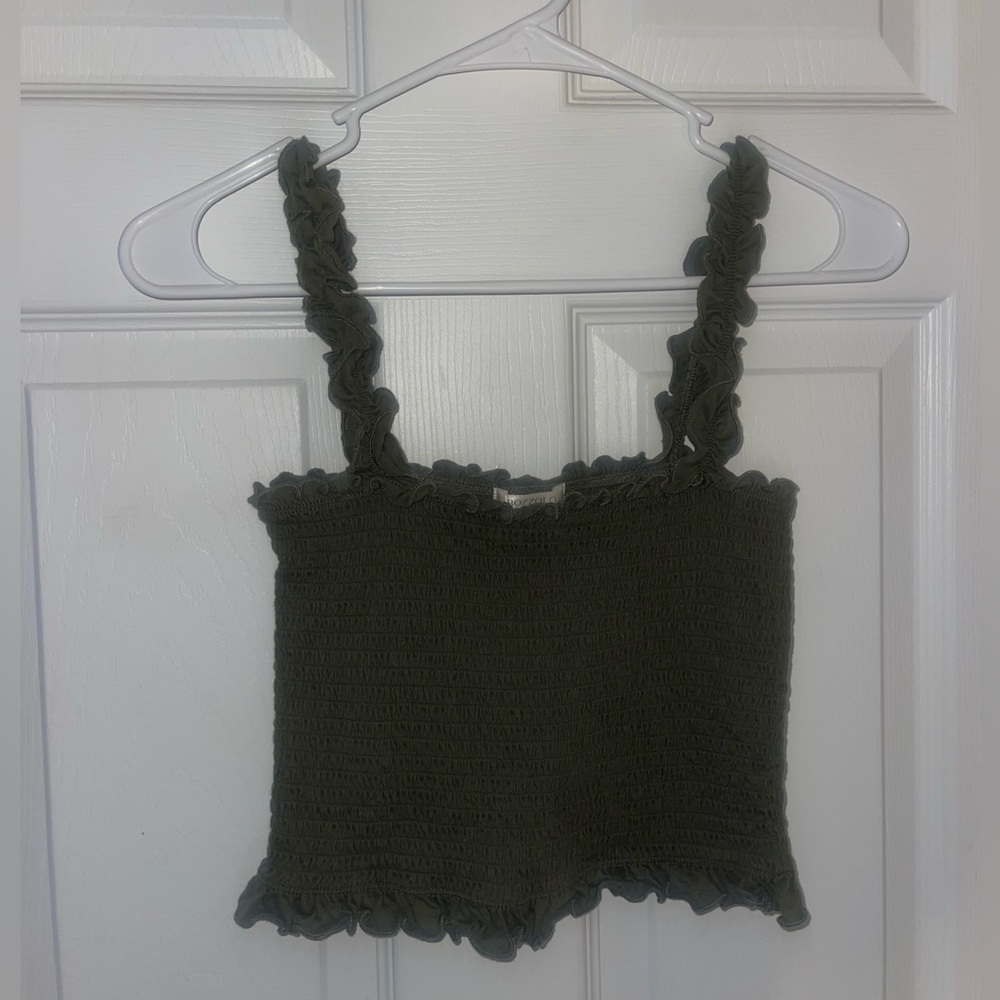 DARK GREEN RIBBED TANK